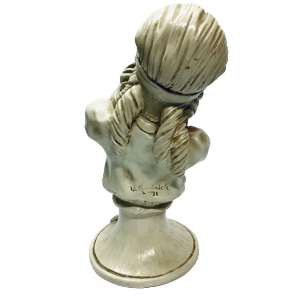 Vintage 1971 Resin J Kendrick - Set of 2 Bust Statues - Boy & Girl - Picture 4 of 9